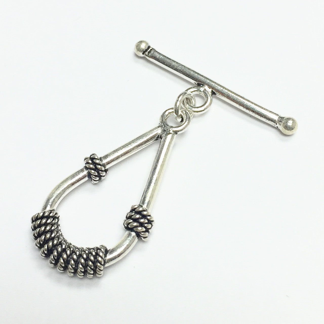 Looped and Roped Sterling Silver Toggle Clasp -12 x 27mm