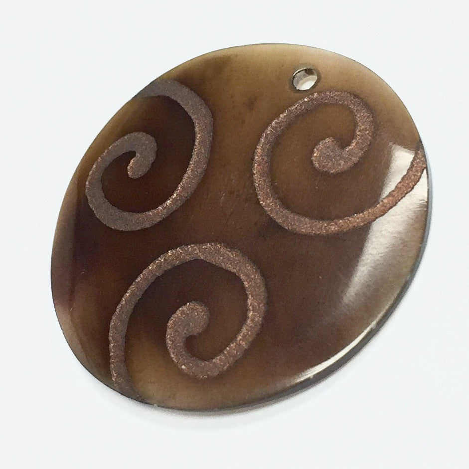 Genuine Lilypilly Swirls Around Pendant-Brown on Black Lip Shell-CLOSEOUT BLOWOUT!