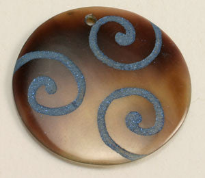 Genuine Lilypilly Swirls Around Pendant-Blue on Black Lip Shell-CLOSEOUT BLOWOUT!