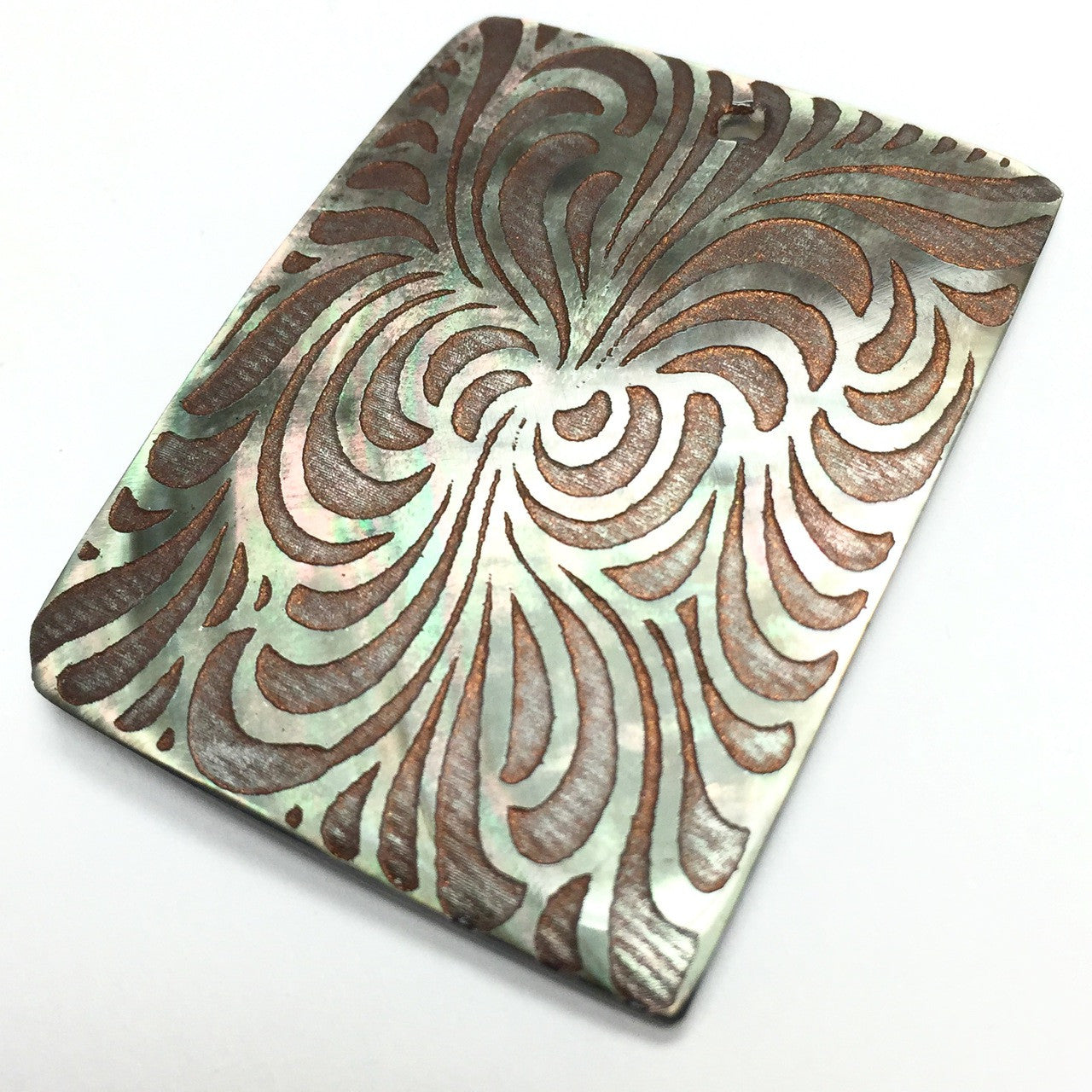 Genuine Lilypilly Groovy Patterned Pendant-Brown on Mother of Pearl-CLOSEOUT BLOWOUT!