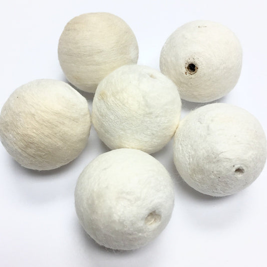 Vintage Raw Cotton Pearl Beads - 25mm