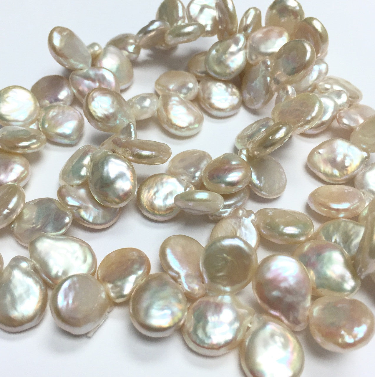 Peach Dancing Coin Pearl Beads 9-10mm