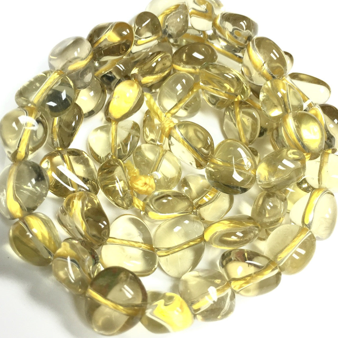 Lemon Quartz Polished Flat Bead Nuggets