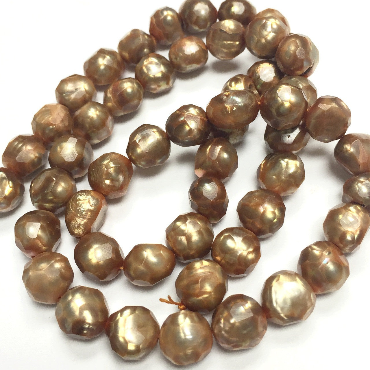 Faceted Golden Freshwater Pearl Beads