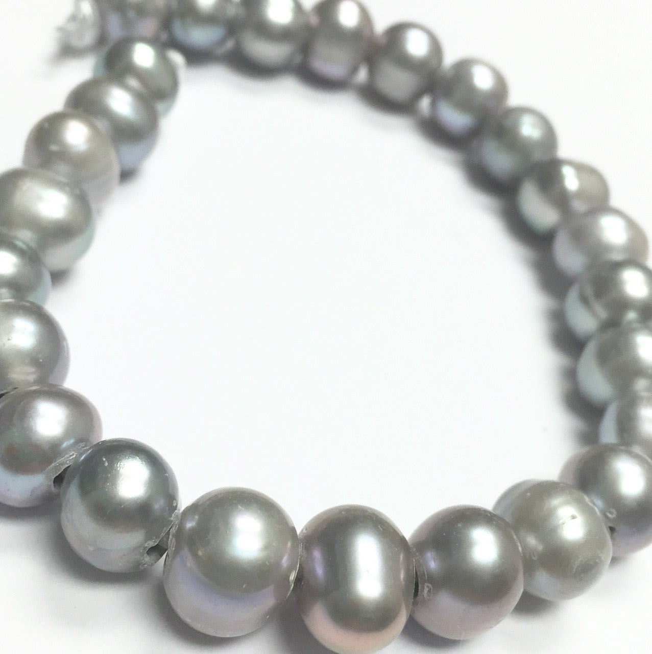 Large Holed Freshwater Silver Potato Pearls 8-10mm