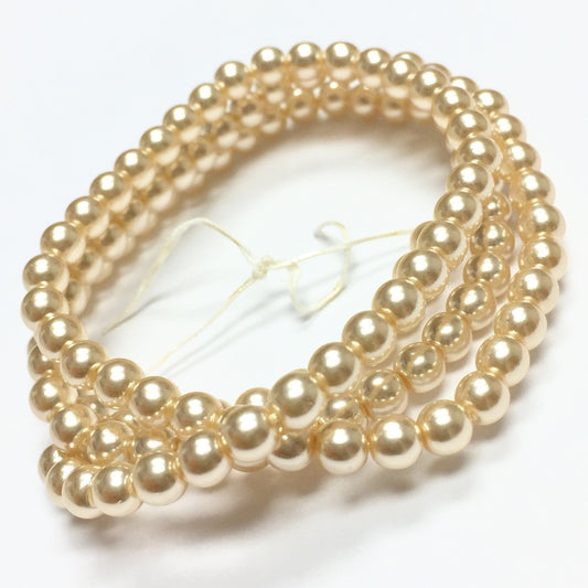 Vintage Cool Cream Glass Faux Pearls 4mm