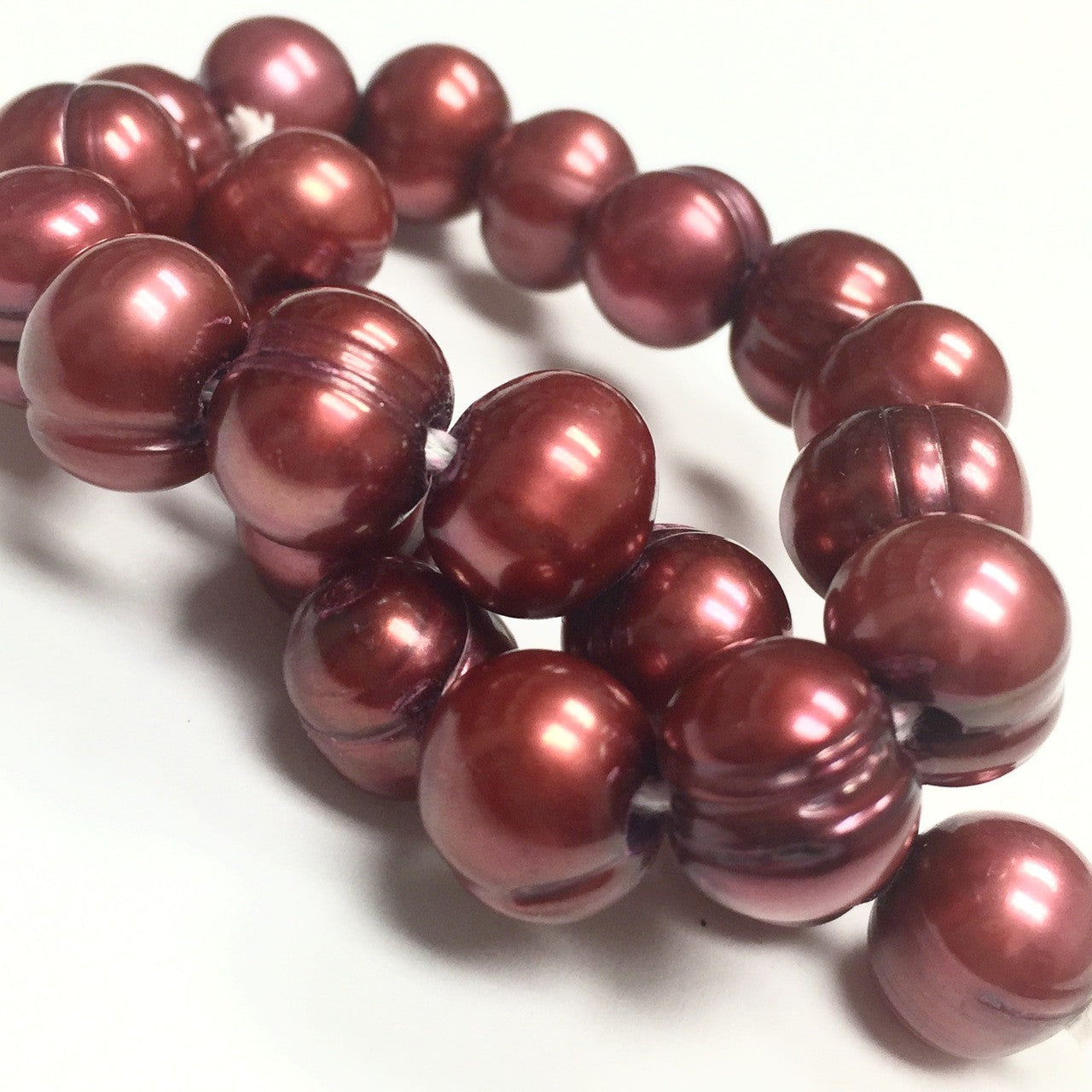 Large Holed Freshwater Potato Pearl - Ripe Watermelon 8-10mm