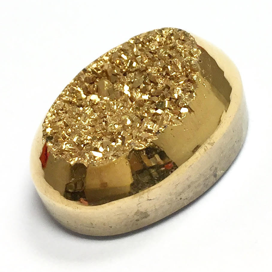Drusy Cabochon  20 x 15mm Oval Titanium Gold