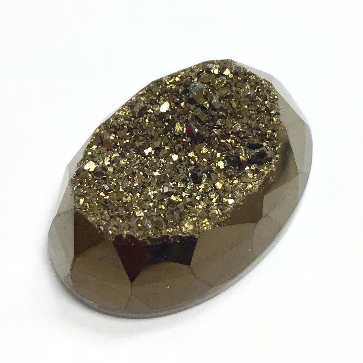 Drusy Cabochon Faceted Bronze oval 25 x 18mm