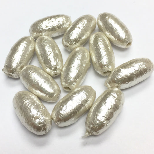 Vintage Shimmery Cream Cotton Pearl Bullets-Small