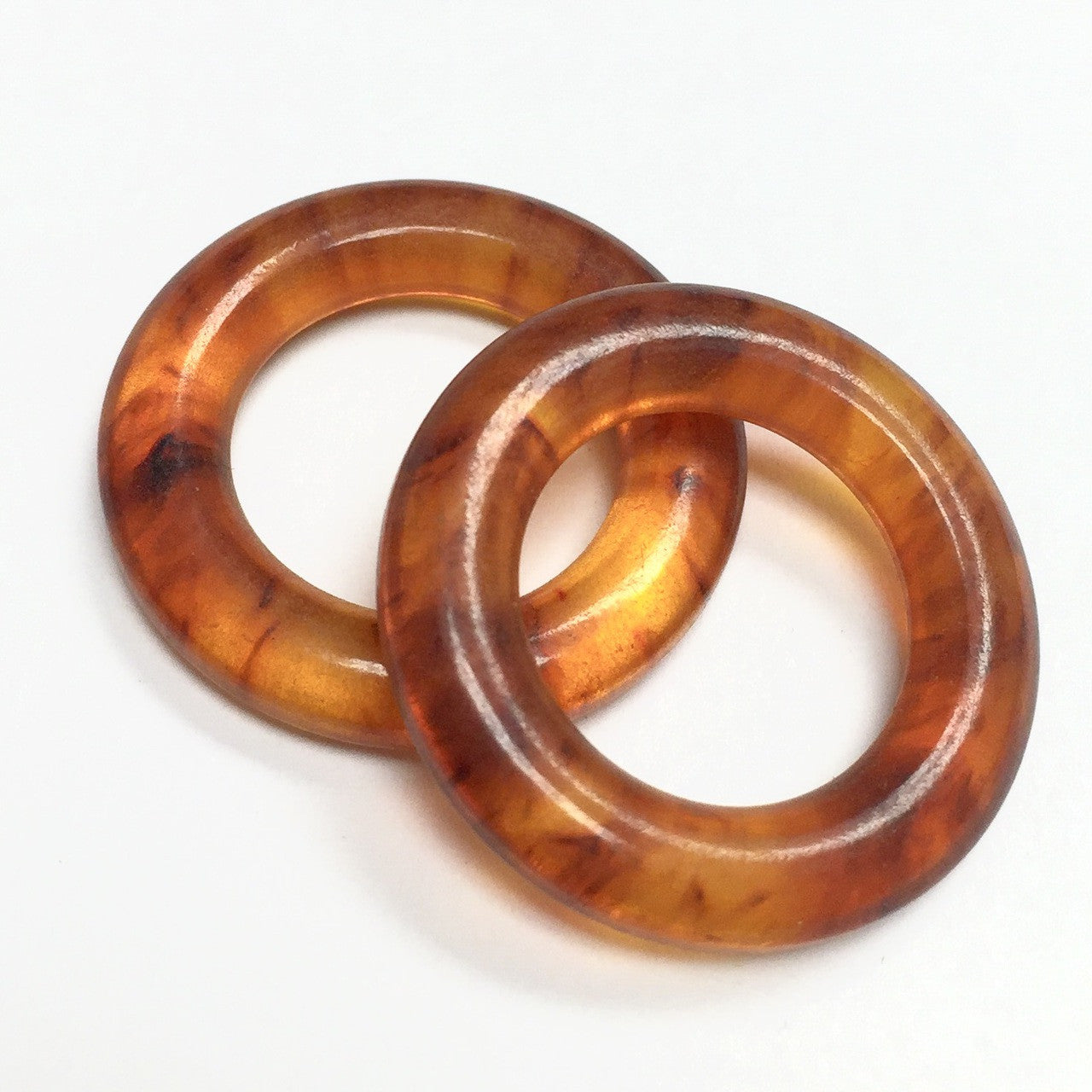 Vintage Bakelite Beads - Tortoise Rings Medium