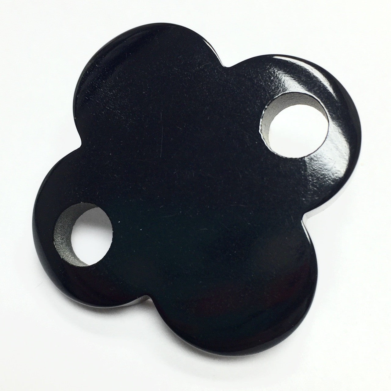 Vintage YSL Bakelite Black Flower 2 hole Connector Bead