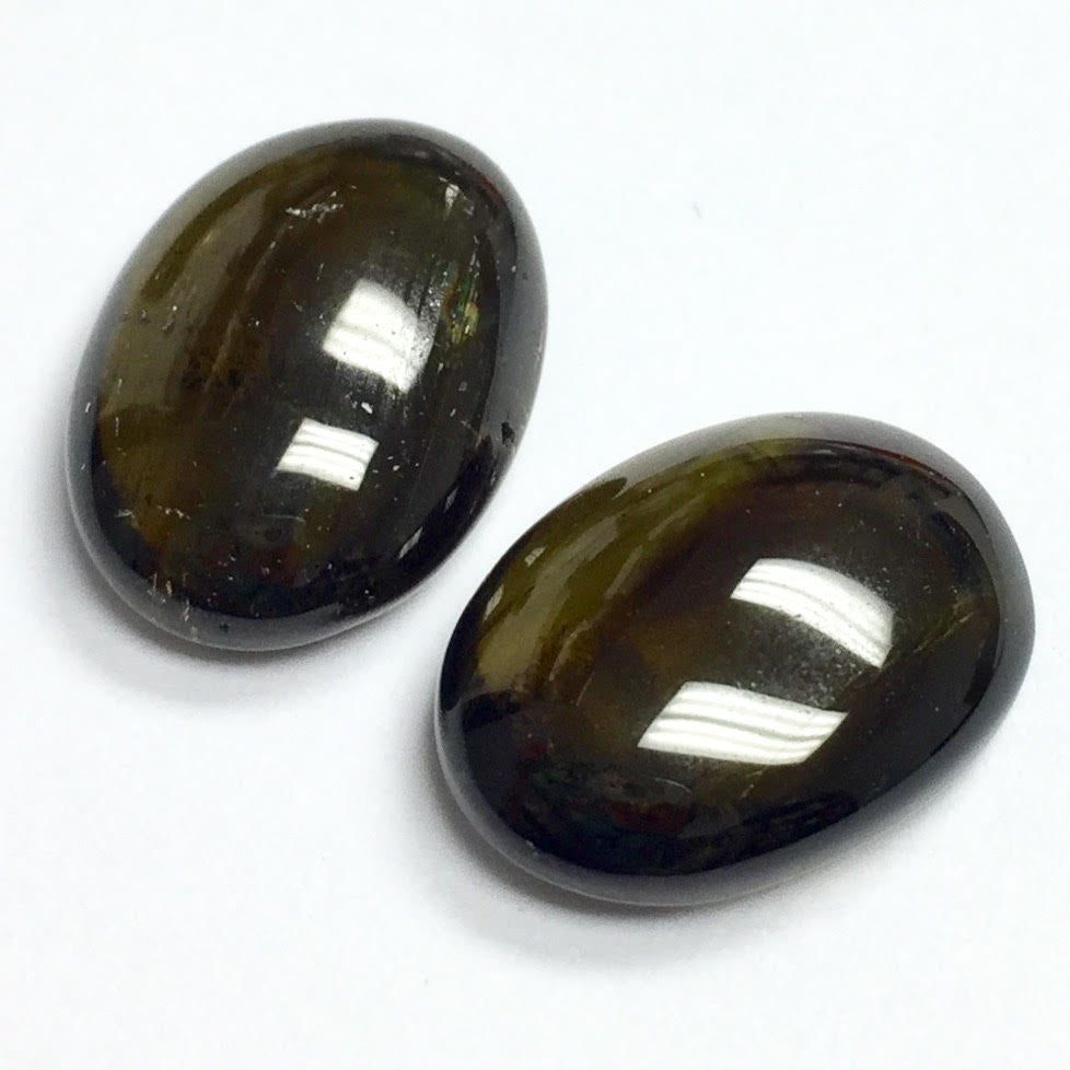 Smokey Green Tourmaline Oval Cabochons 10 x 14mm
