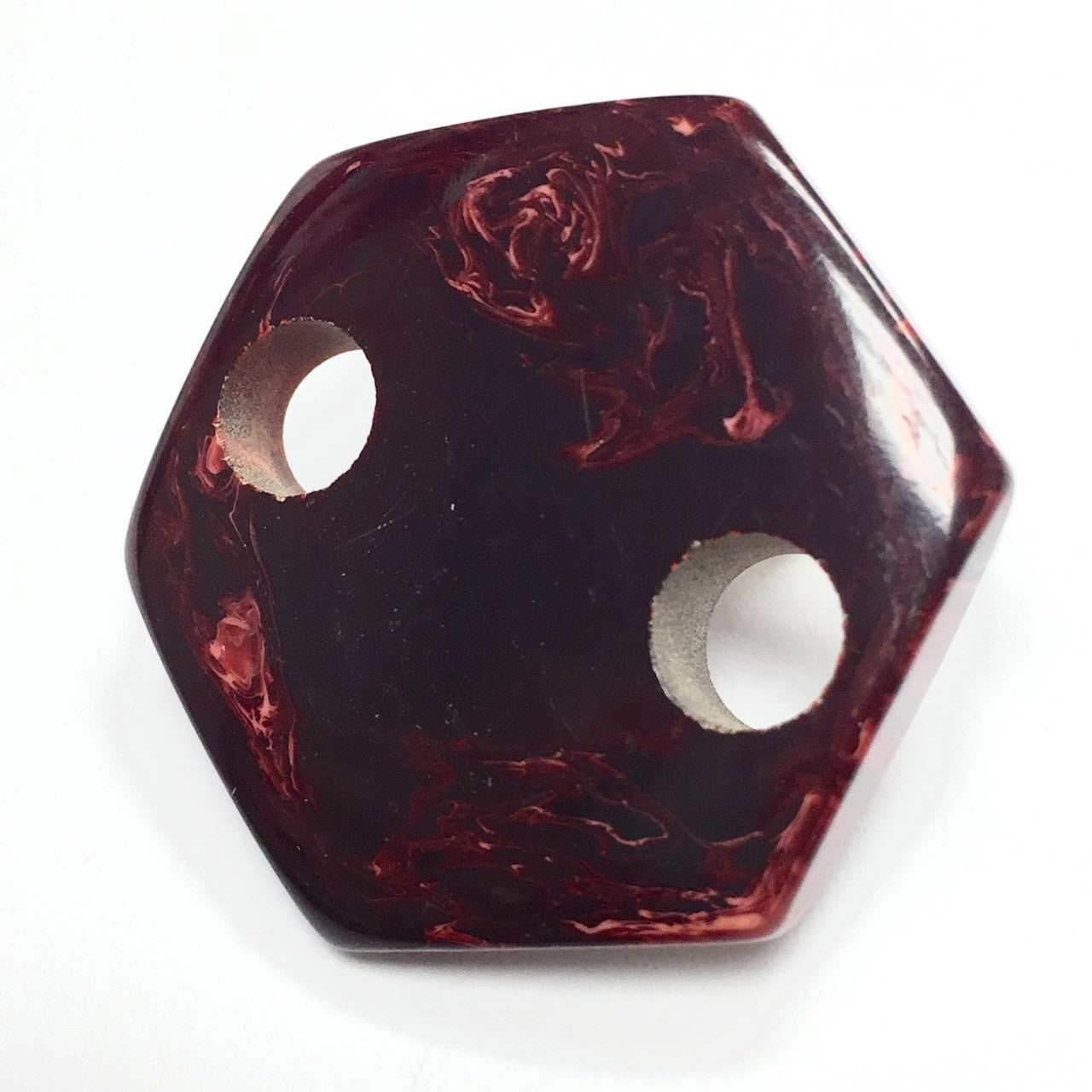 Vintage YSL Marbled Red Bakelite Hex Connector Link Bead