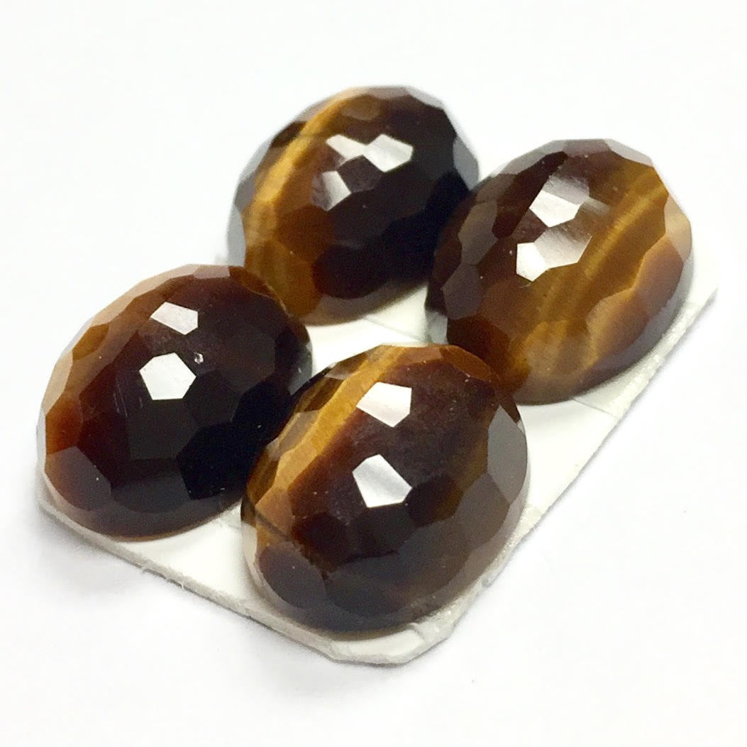 Faceted Oval Tiger Eye Cabochon 9 x 11mm  A+ Grade