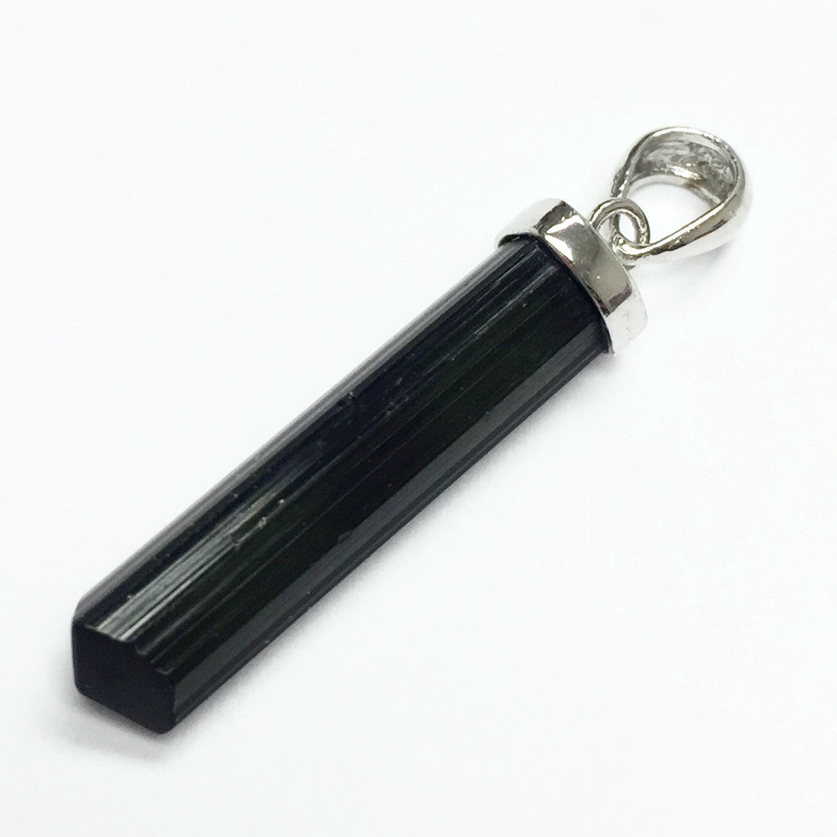 Green Tourmaline and Sterling Silver Pendant-25 x 5mm avg. size