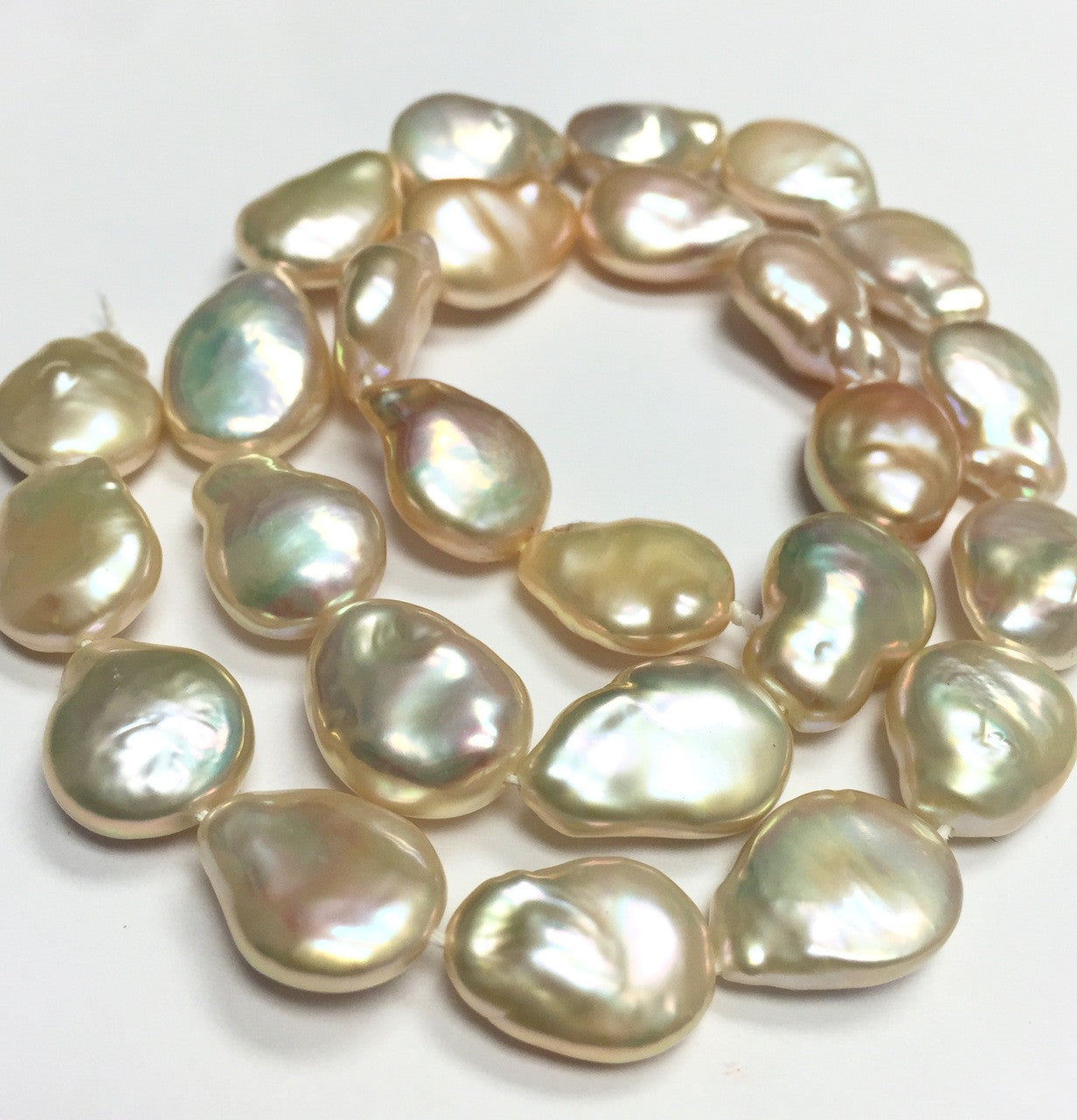 Peachy Baroque Coin Pearls 11-12mm