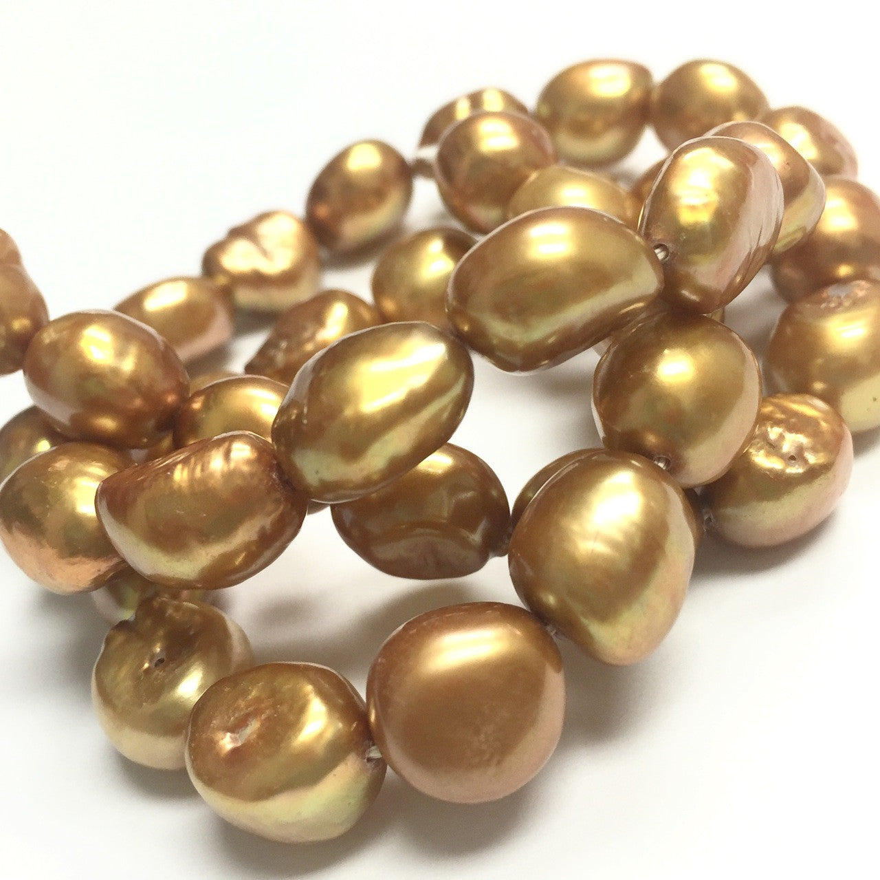 Freshwater Golden Nugget Pearl Beads 9-10mm