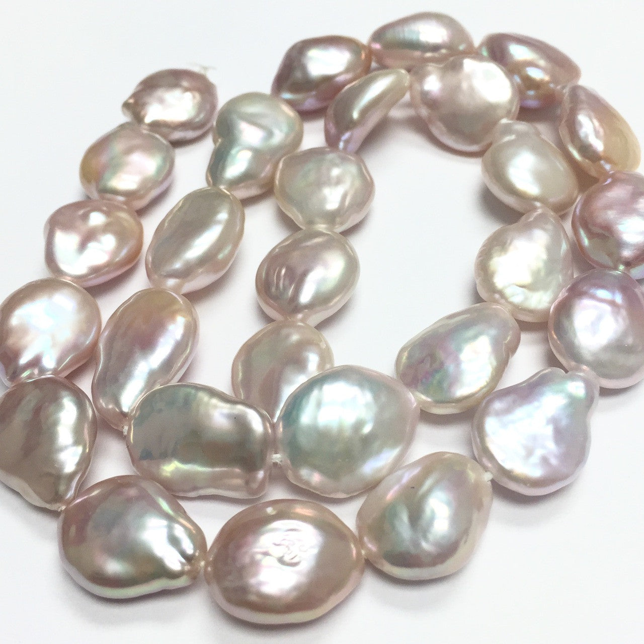 Pink Baroque Coin Pearls 11-12mm