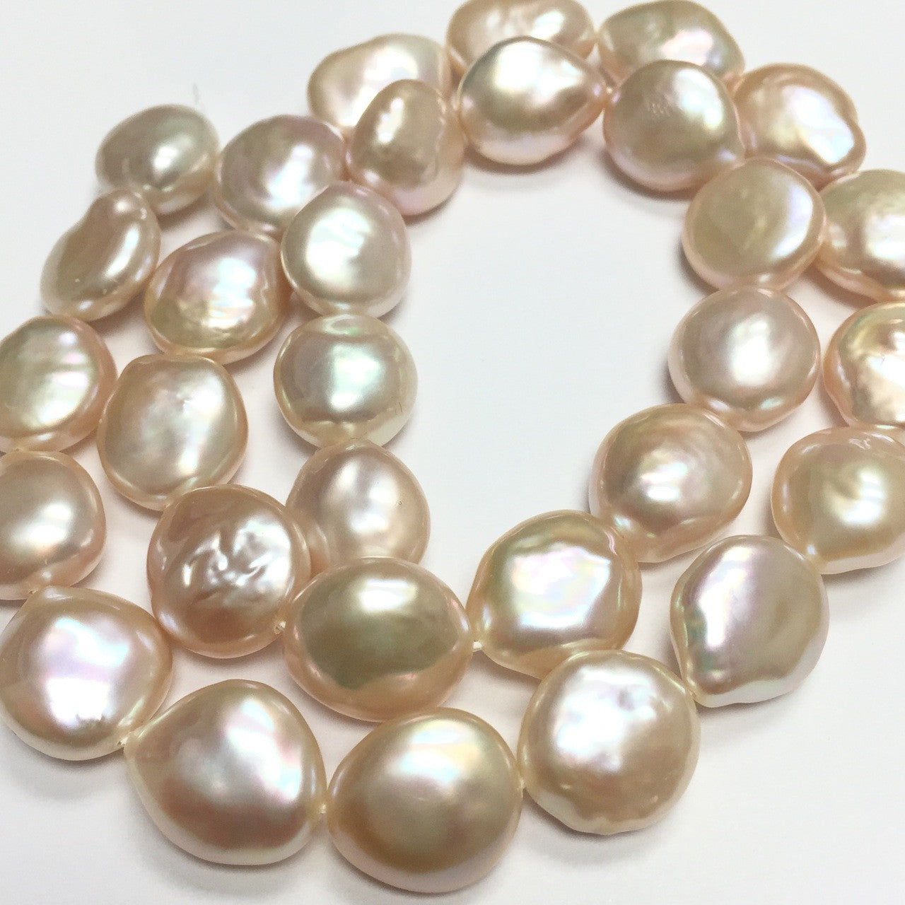 Peachy Pink Coin Pearl Beads 11-12 mm