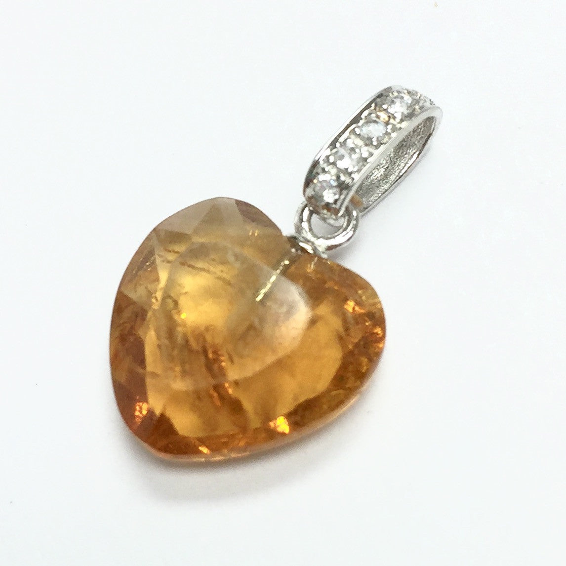 Citrine Heart with Zircons Pendant
