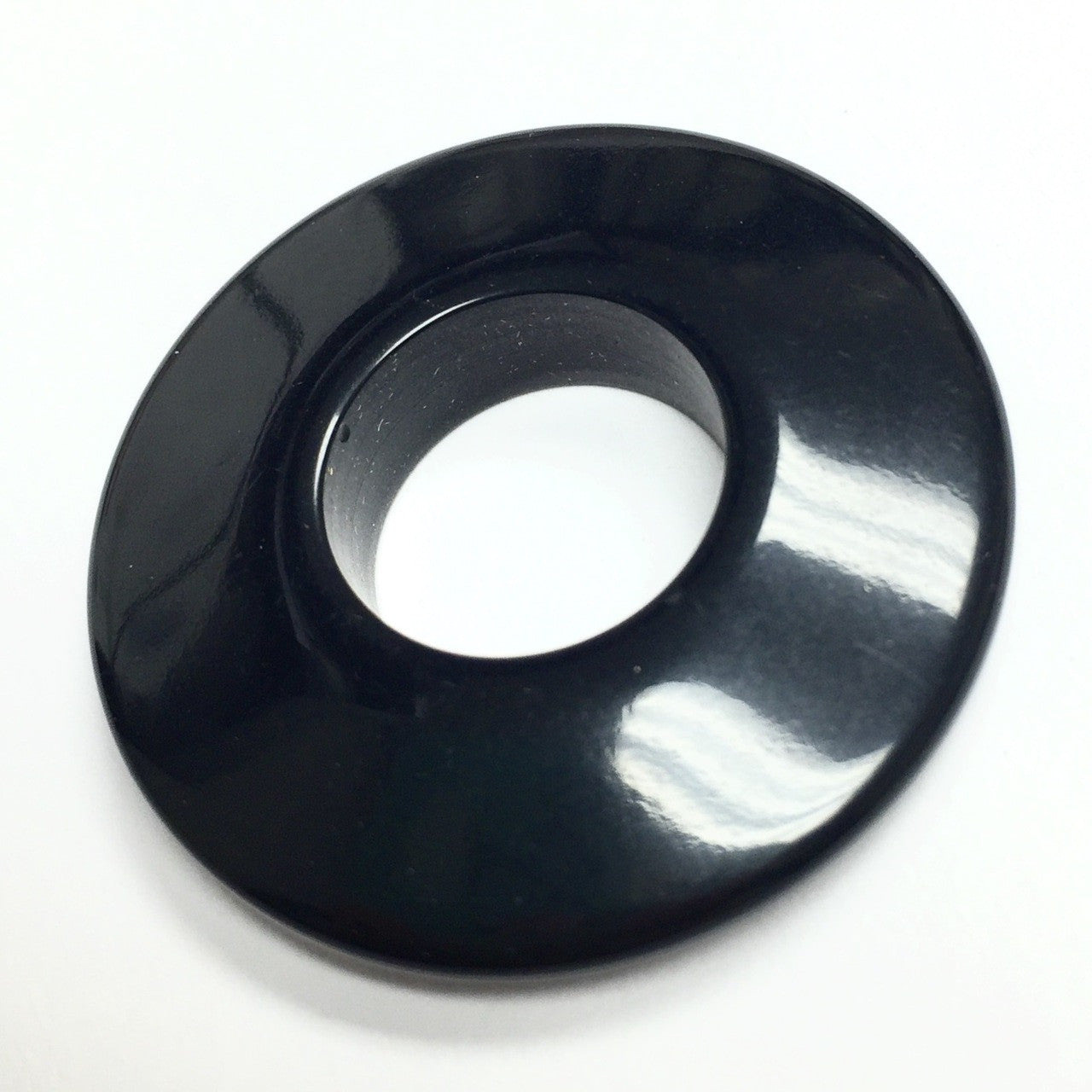 Vintage Bakelite Beads - Black Slanted Edge Rings