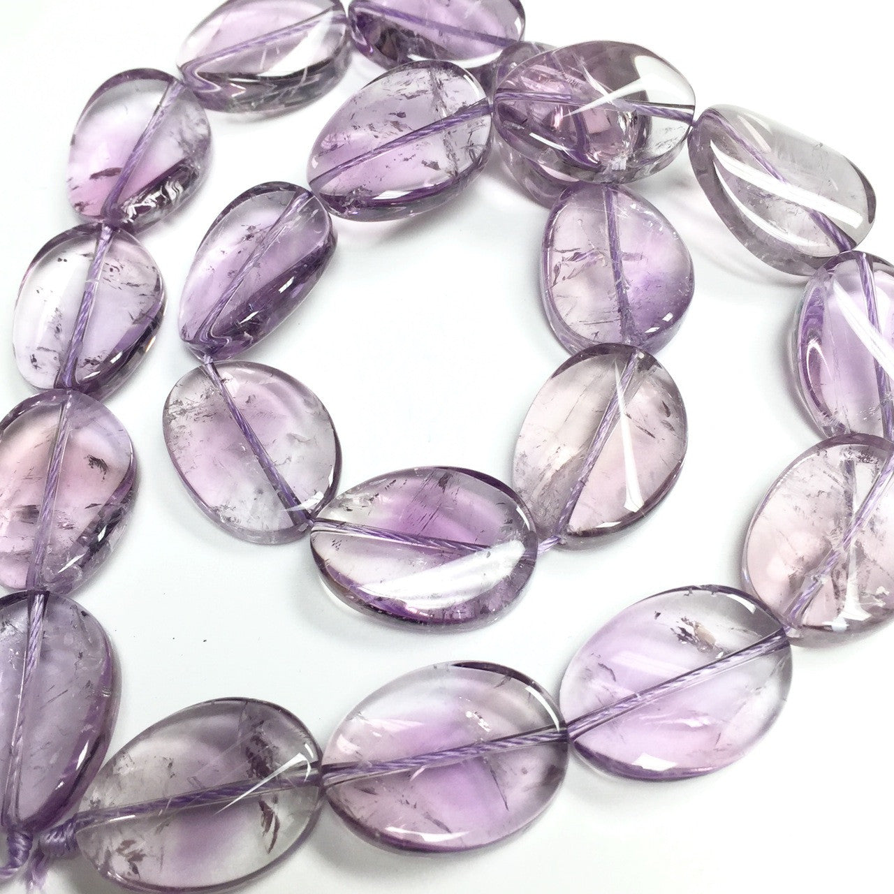 Amethyst Highly Polished Twisted Oval Beads-2A Grade-15 x 20mm