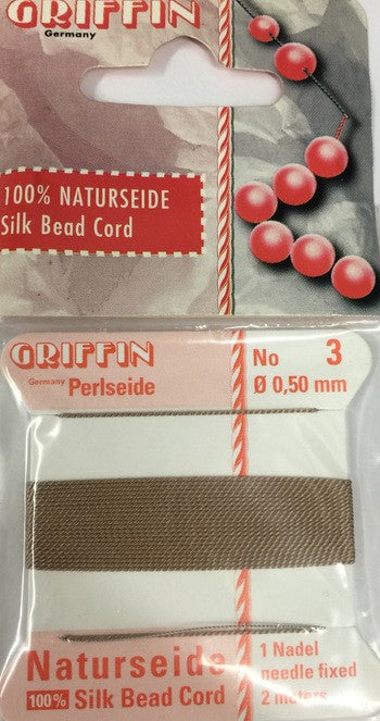 Griffin Natural Silk Bead Cord-Tan #3