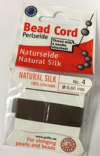Griffin Natural Silk Bead Cord-Brown #4