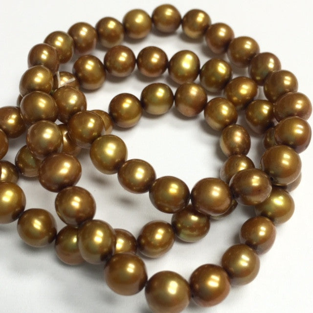 Gold Glitz Semi Round Freshwater Pearl Beads 6-6.5mm