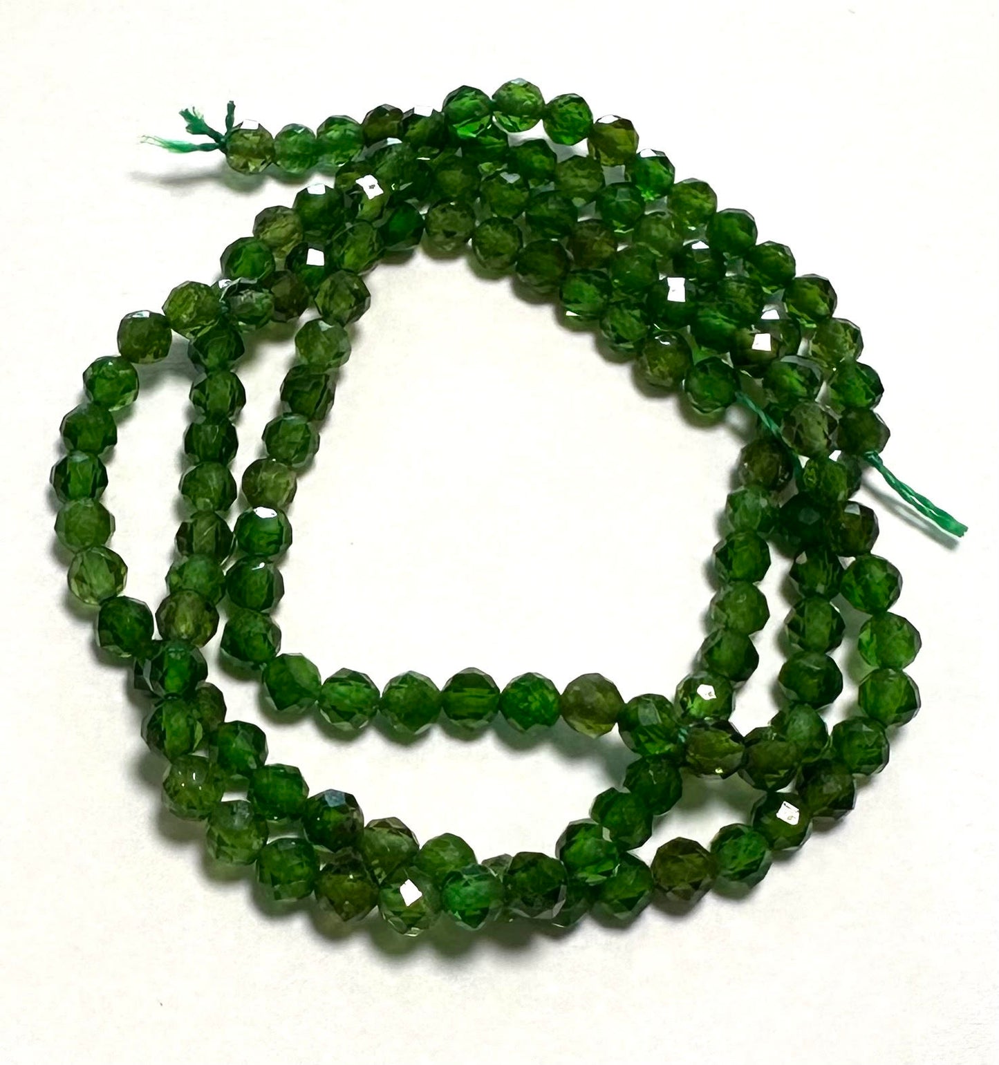 Micro Diamond Cut Chrome Diopside Beads, 3mm Calibrated Gemstone Strand – SP2720