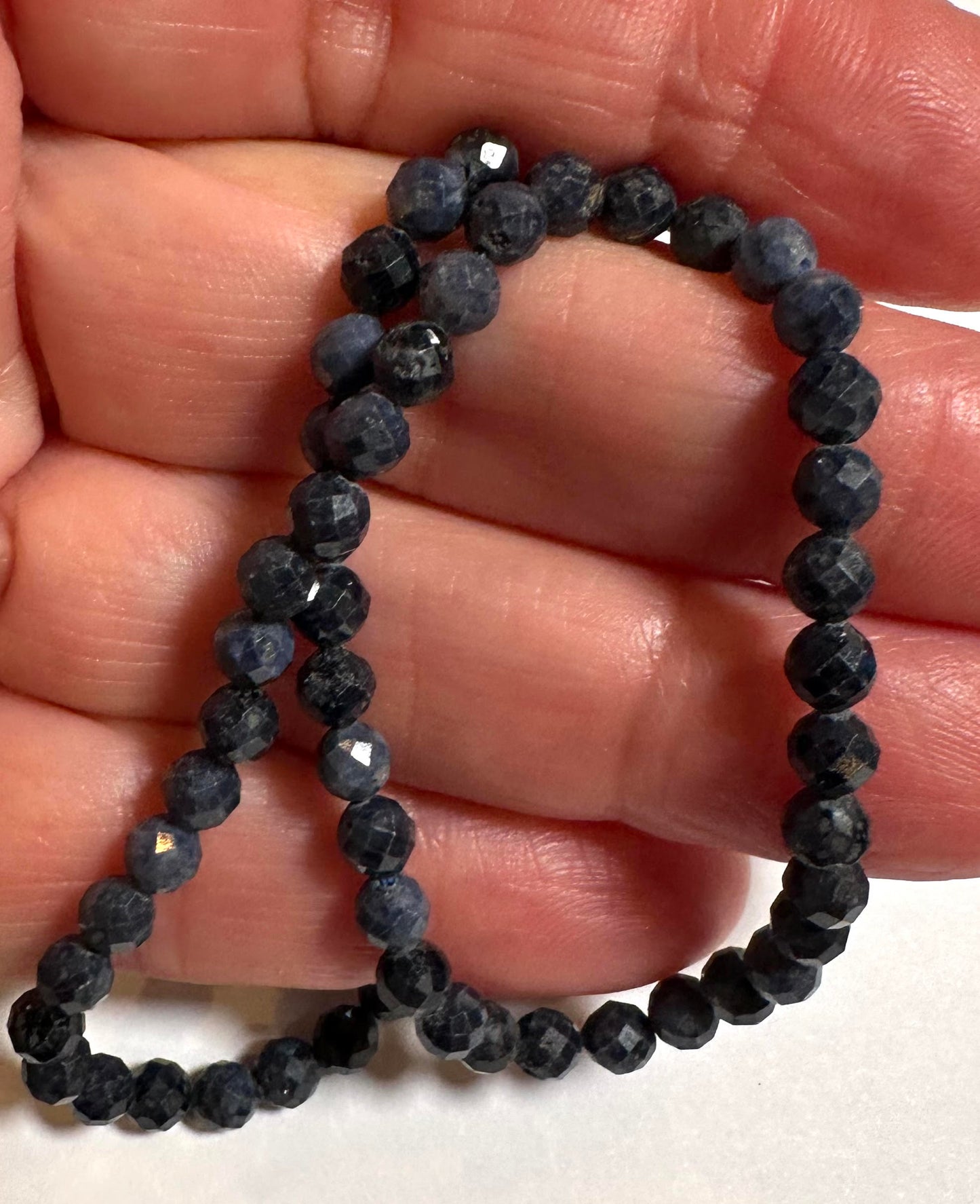 Micro Diamond Faceted Natural Sapphire Bead Strand (5mm) - SP7899