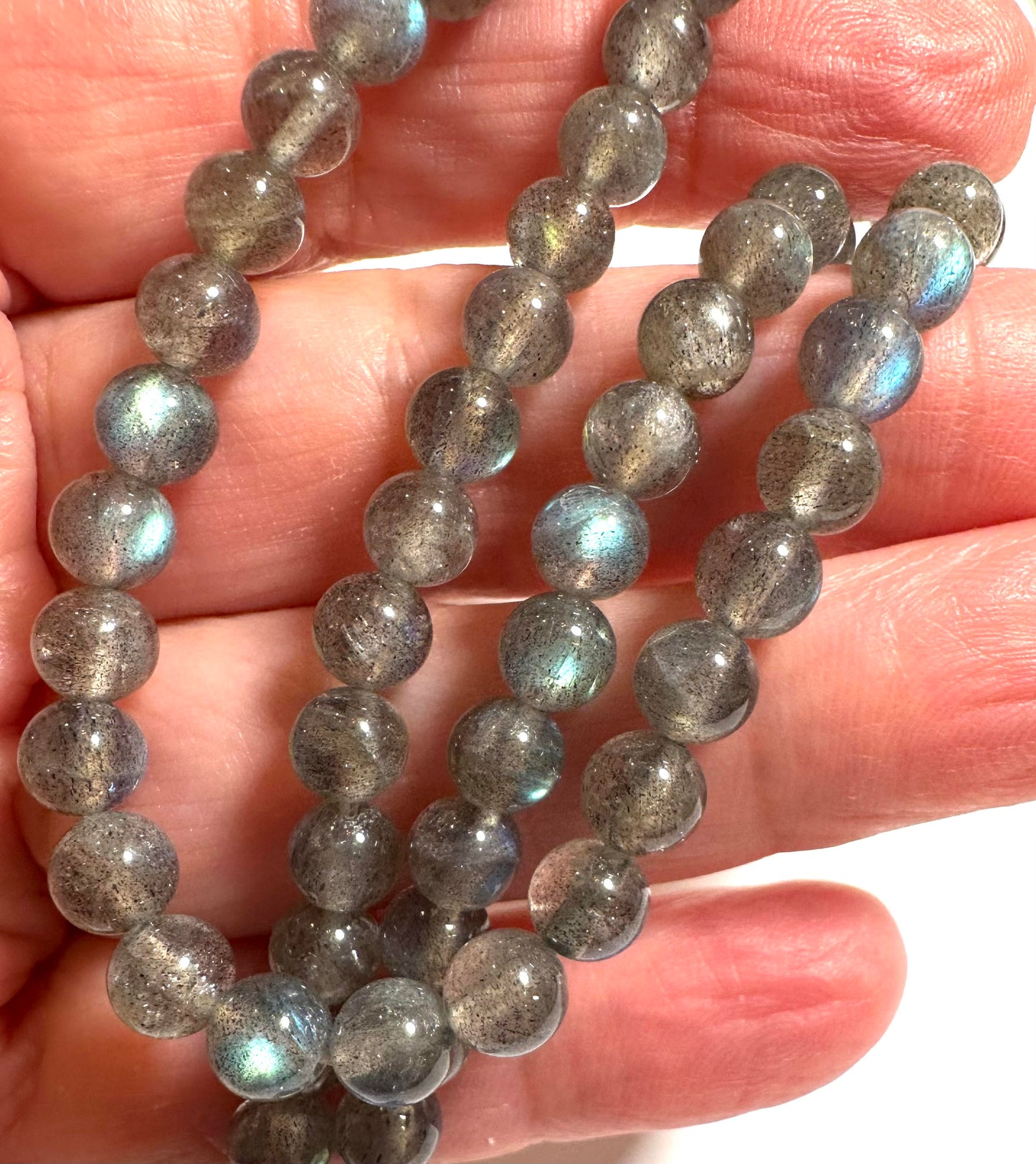 Flashy Natural Labradorite 6mm Round Gemstone Beads – High Quality Polished 6mm – SP7845