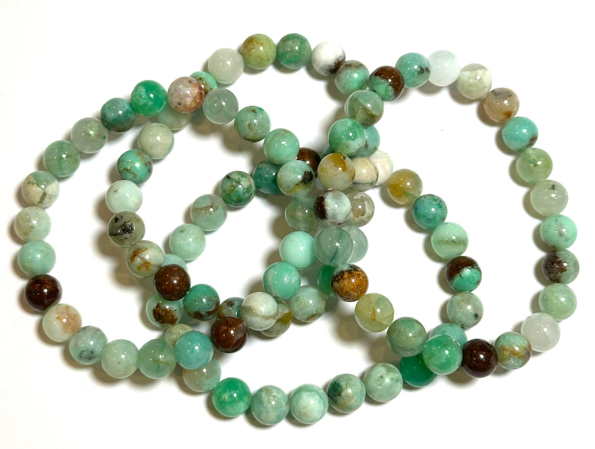 8mm Natural Chrysoprase Mala Bead Bracelet #MALA15