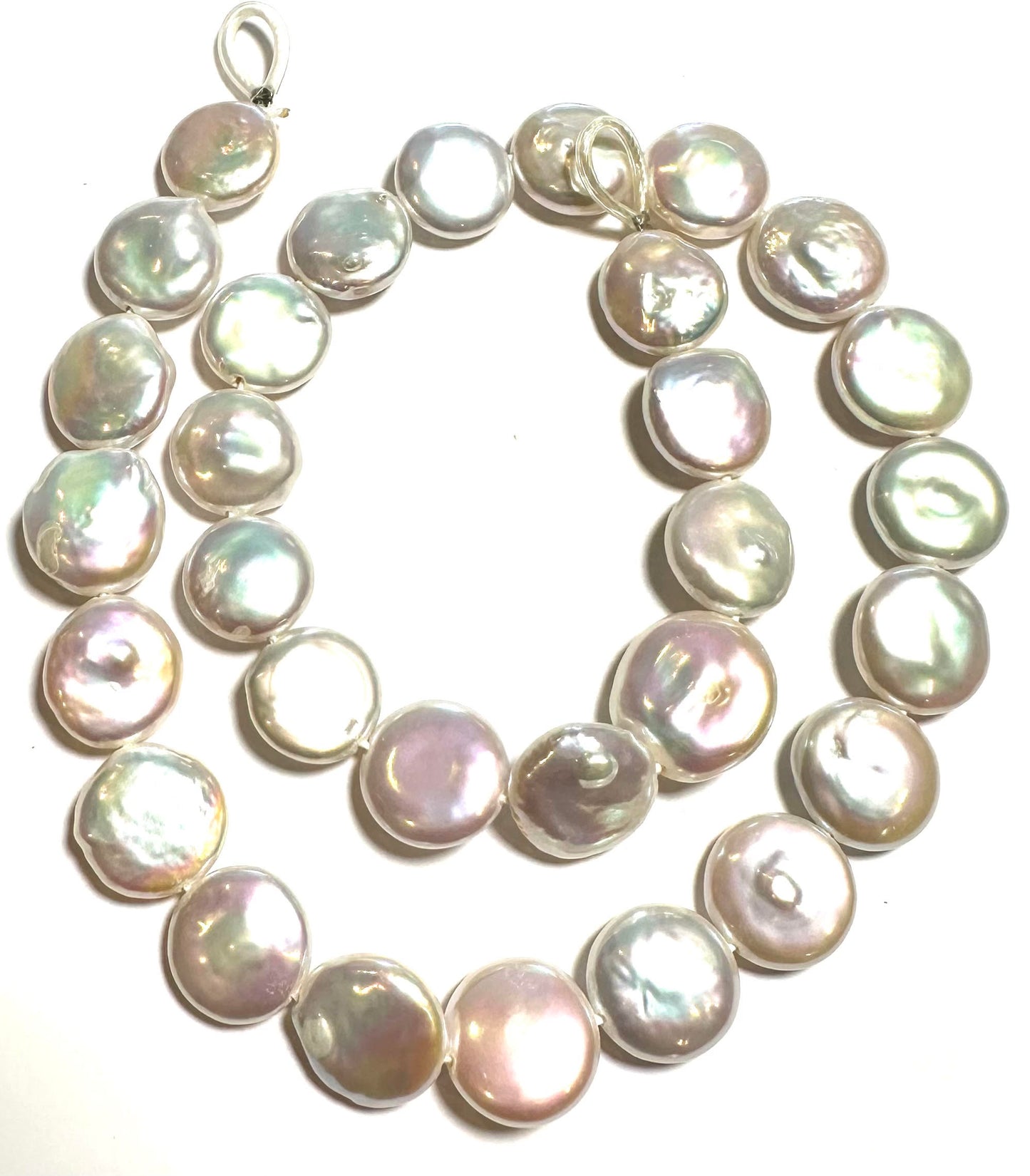One of a Kind Rare White Coin Pearl Bead Strand – AA Grade Item #: PB7861
