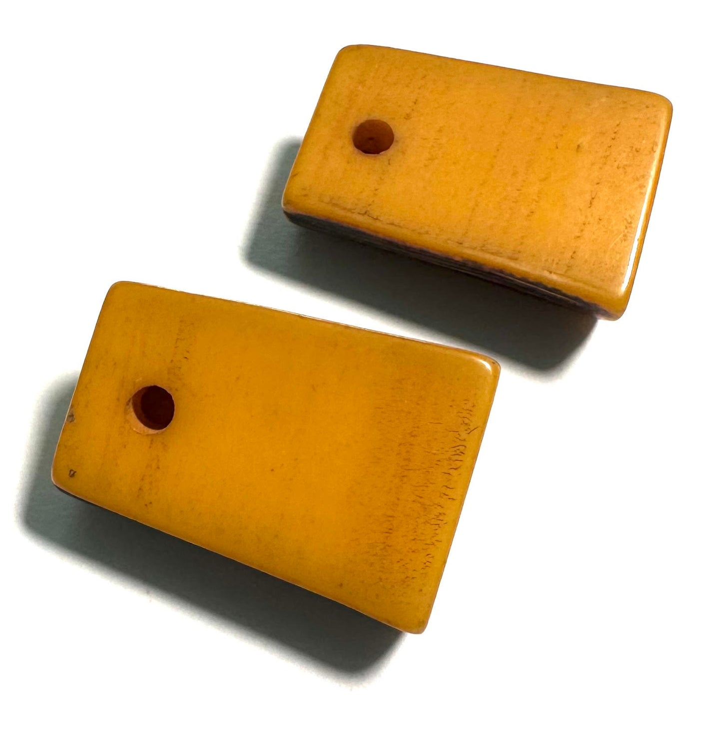 Vintage Butterscotch Bakelite Jewelry Components Pair – Double Blind-Drilled – Woodgrain Design – Shru Hoard – 15x23mm #BAKE3090