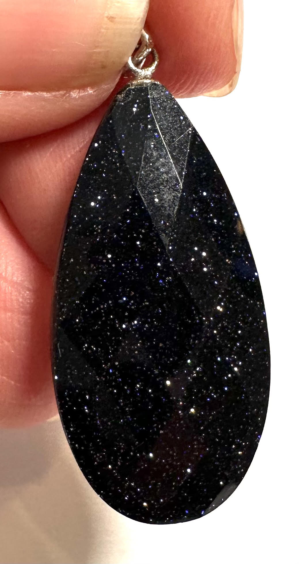 Blue Goldstone Faceted Teardrop Pendant – 16x32mm Item #: P1008