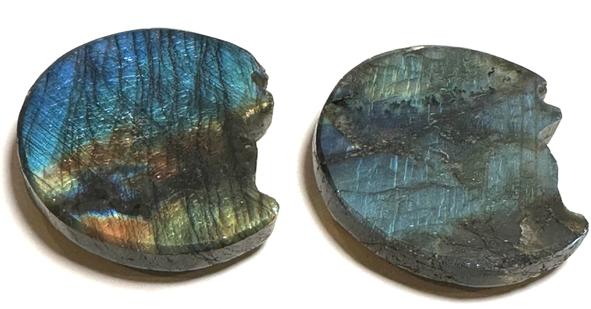 Blue Labradorite Nine-Tail Fox Crescent Moon Carving 43mm #NC7701