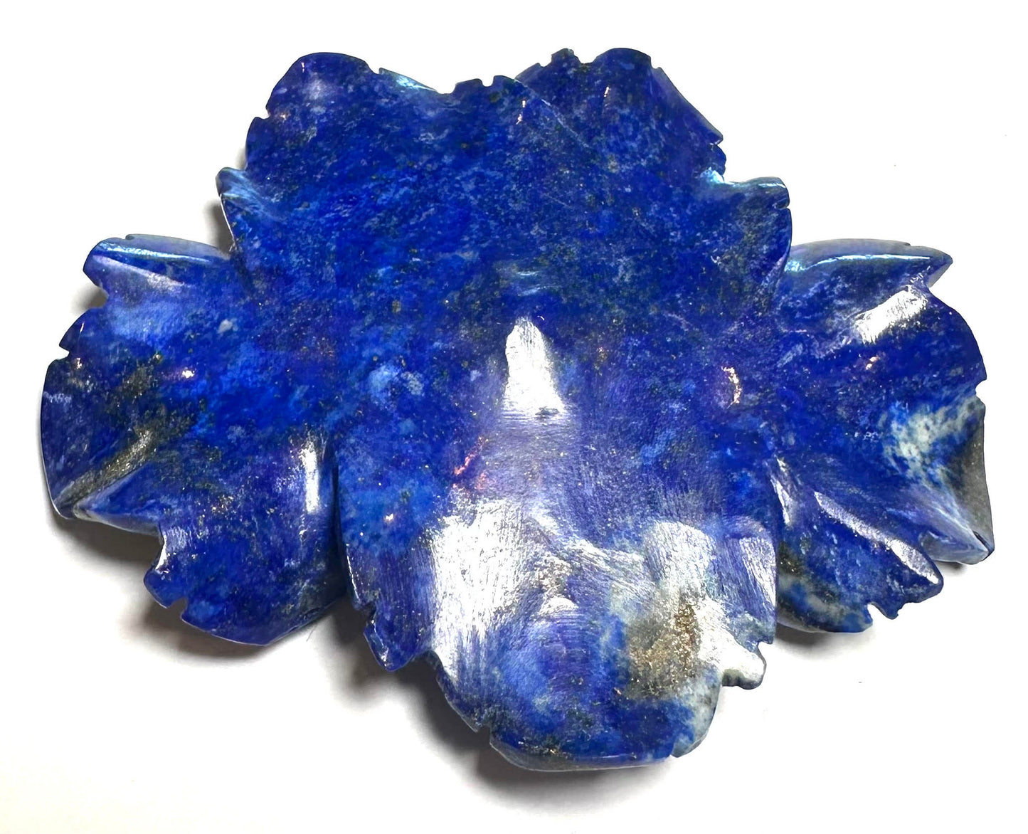 Premium Hand-Carved Lapis Lazuli Flower Cabochon, 2¾" x 2¼" - SP7872