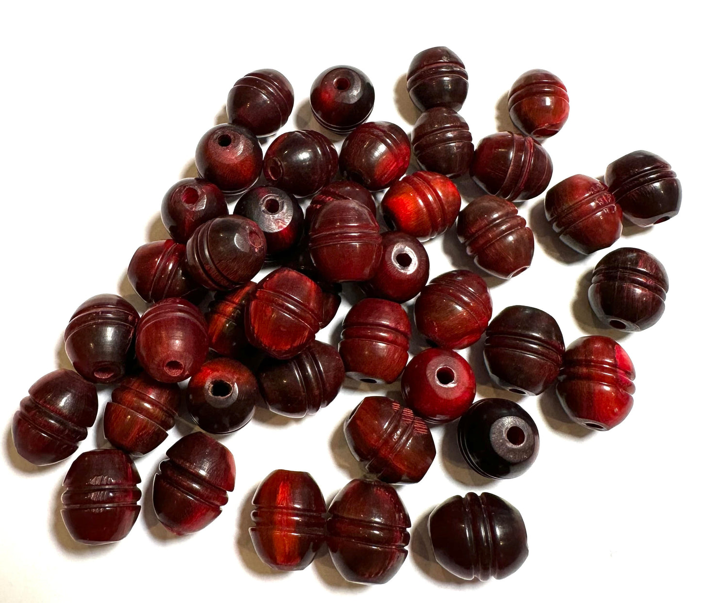 Vintage Carved Horn Olive Beads – 12 x 14mm – #VB7912