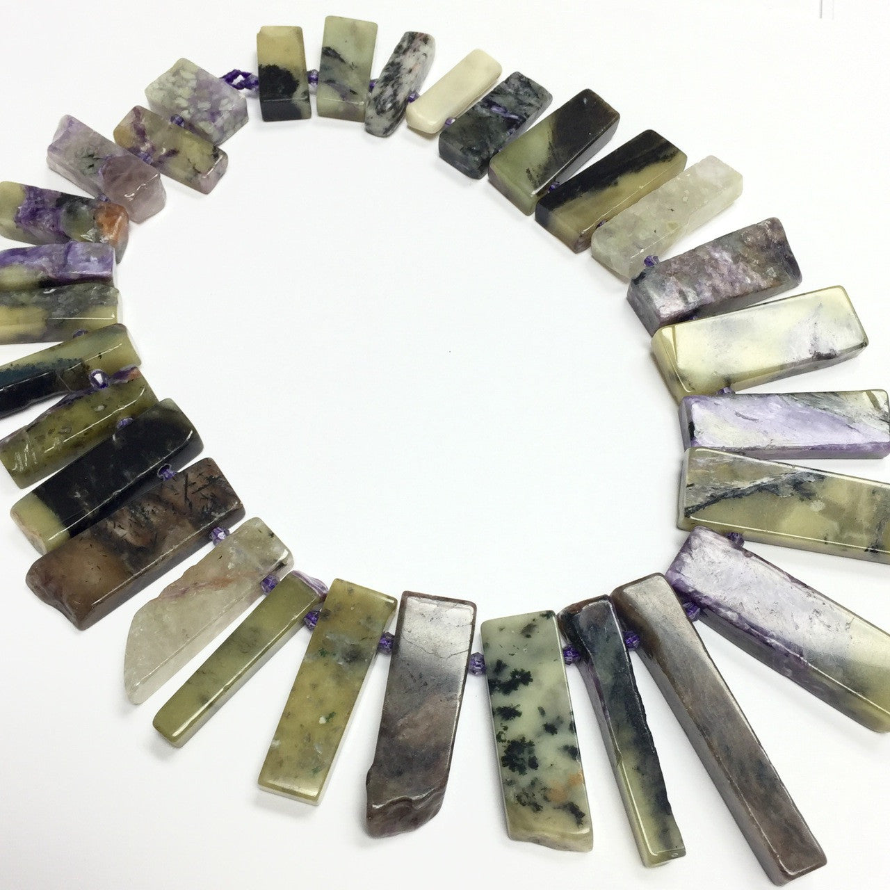 Charoite Graduated Top Drilled Picket Beads