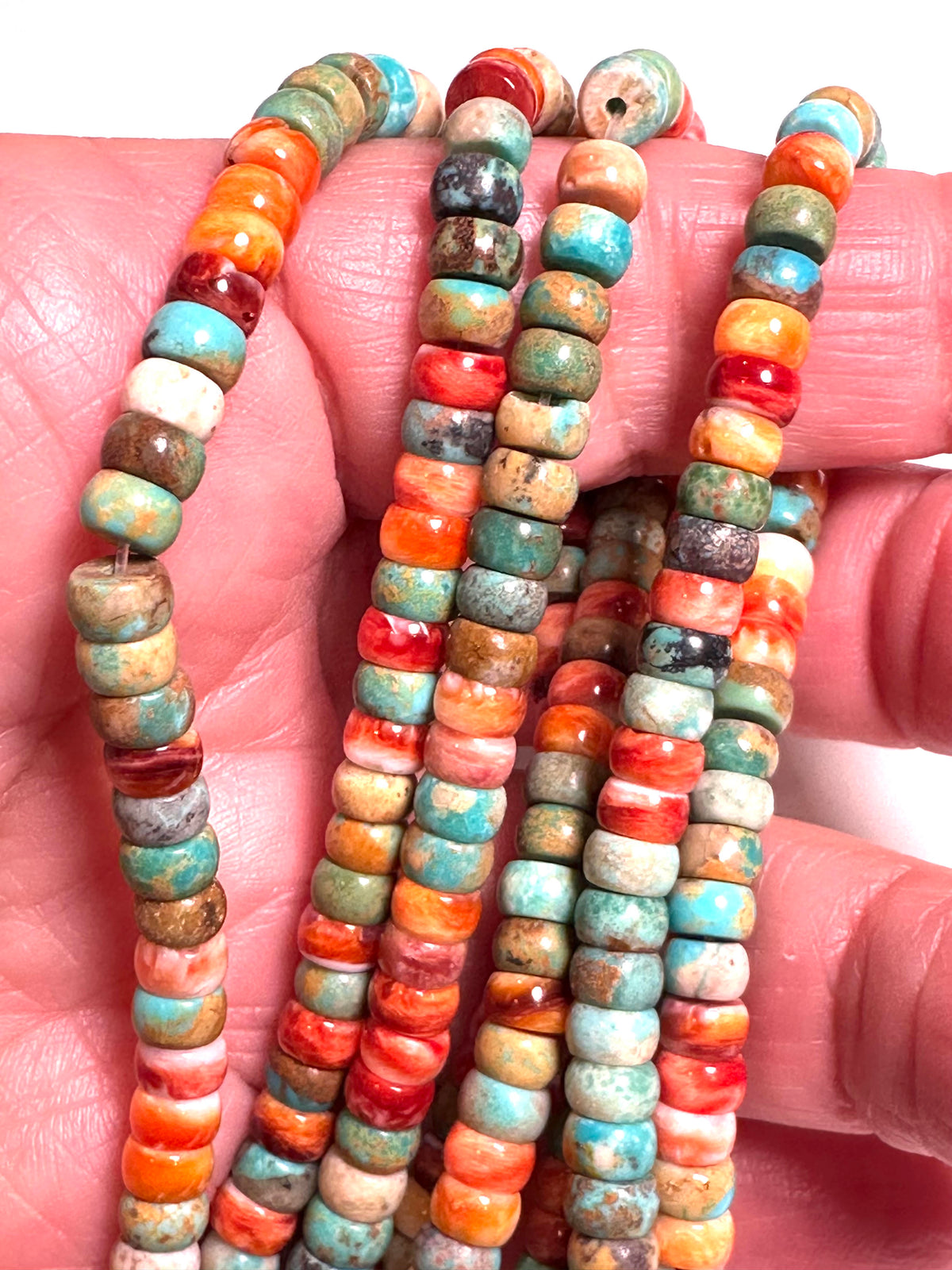 Hubei Turquoise & Spiny Oyster Rondelle Beads 5mm #SP7947