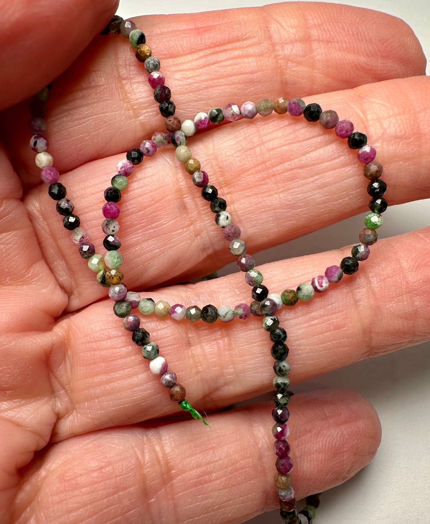 Ruby & Fuchsite Microdiamond Faceted Beads – 2mm Sparkle- SP7615