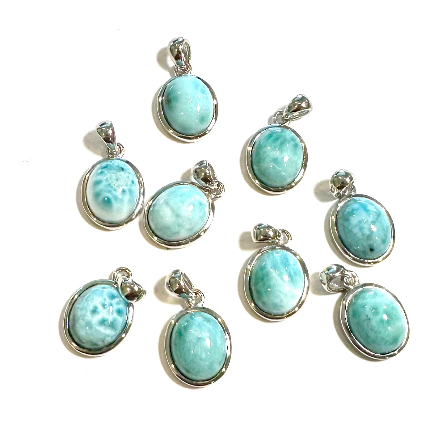Larimar and Sterling Pendant 10 x 12mm SP7715