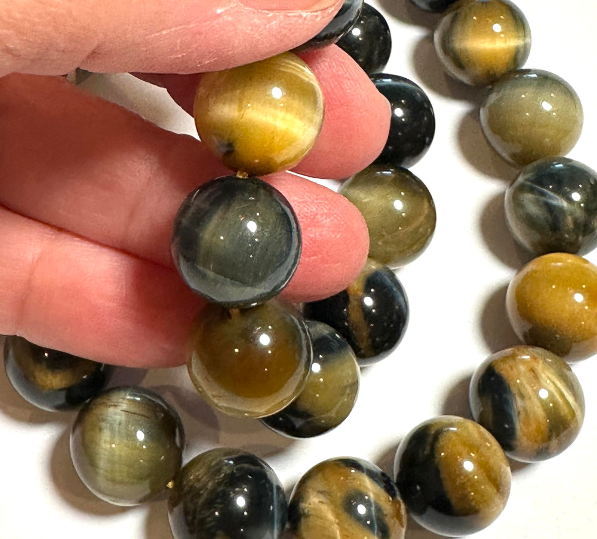 Honey Tie-Dye Tiger Eye – 14mm Premium Chatoyant Gemstone Beads #SP7937