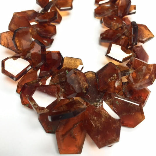 Fine & Rare Hessonite Moss Garnet Crown Cut Beads AAA