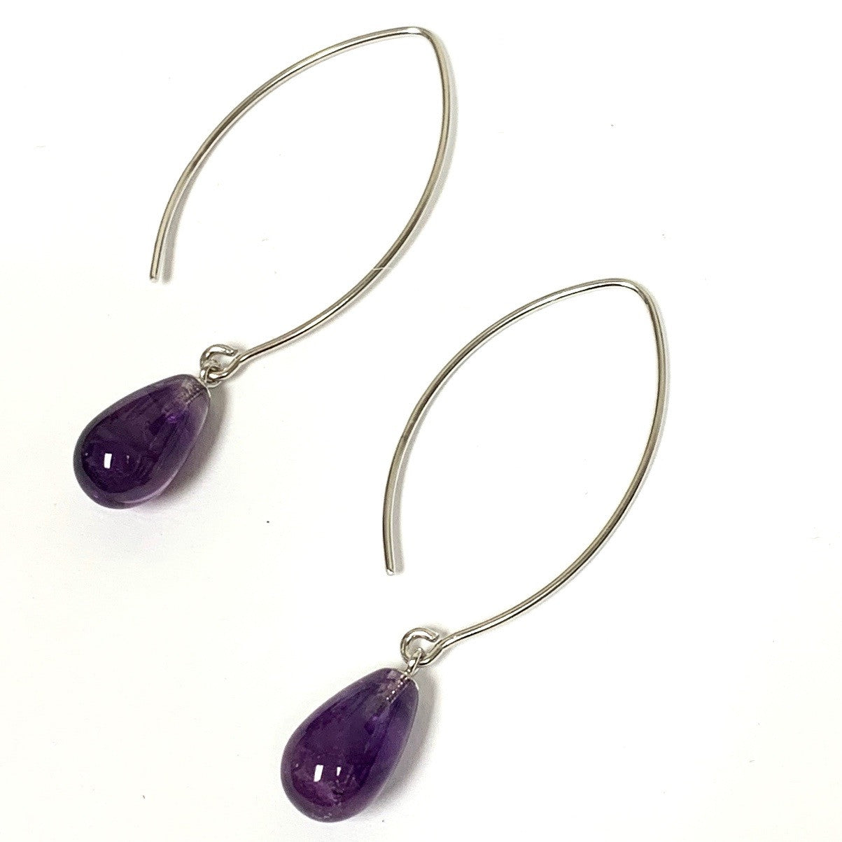 Amethyst Sterling Silver Earrings-A+ Grade