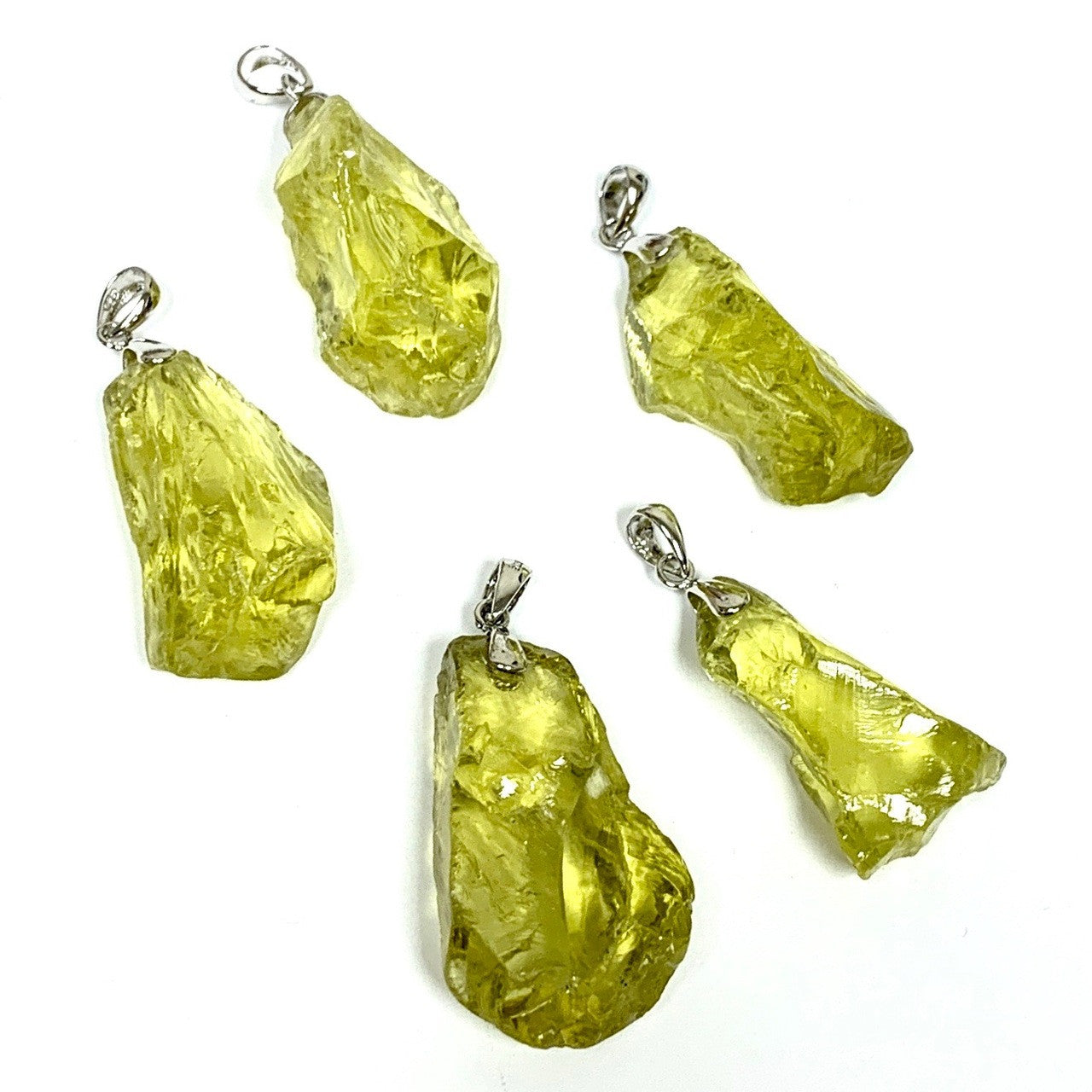Lemon Quartz Free Form Sterling Pendants