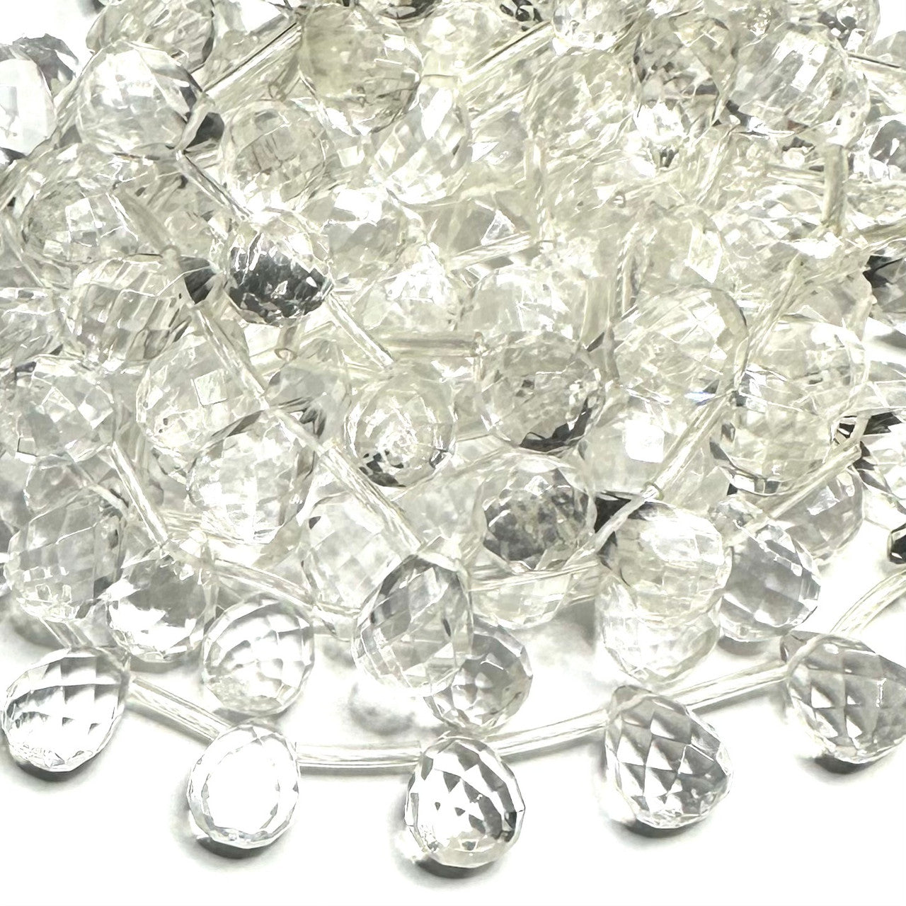 Rock Crystal Quartz Faceted Briolette Beads-14 x 10mm (SP5107)