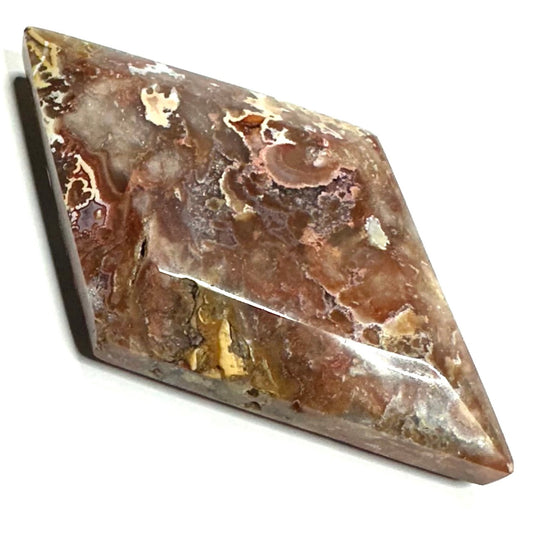 Crazy Lace Druzy Agate Carved Rhombus Stone-4 x 2 1/4"-NC7306
